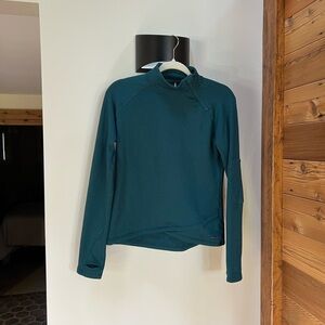 Teal Diagonal Zip Long Sleeve Thermal Top